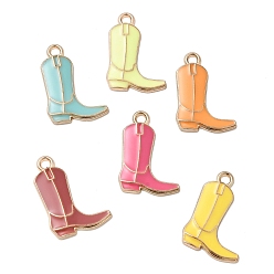 (52) Непрозрачная лаванда Подвески из эмали и сплава, ботинок, золотые, разноцветные, 23.5x16.5x2 мм, отверстие : 2 мм