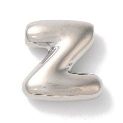 Letter Z Brass Pendants, Long-Lasting Plated, Platinum, Letter Z, 10x9.5x3.5mm, Hole: 1.4mm