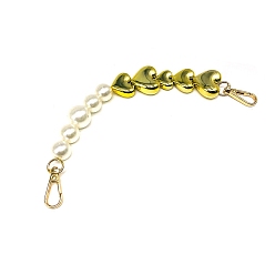 Золотой Круглая цепочка для сумки из пластика и металла с бисером в форме сердца, для аксессуаров для замены сумок, золотые, 26 см