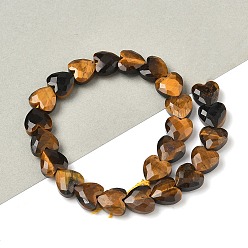Тигровый глаз Природных тигровый глаз бисер нитей, сердце, граненые, 8x8x3.5~4 мм, отверстие : 0.7 мм, около 25 шт / нитка, 7.09'' (18 см)