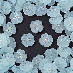 Светло-Голубой Матовые прозрачные акриловые бусины, цветок, серебристого металла, обвитыми, с покрытием AB цвета, Небесно-голубой, 19.5x20x7 мм, отверстие : 1.6 мм, Около 238 шт / 500 г