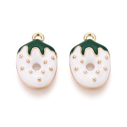 Белый Сплав эмали прелести, клубничное очарование, золотые, белые, 15x10x3.5 мм, отверстие : 1.2 мм