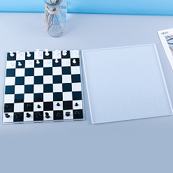 Белый DIY шахматная доска и детали силиконовые формы, формы для литья смолы, для уф-смолы, изготовление изделий из эпоксидной смолы, классические игры для детей и взрослых, белые, 274x274x9 мм, внутренний диаметр: 265x265 мм