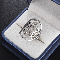 Серебро Ирландский узел Кейт 304 полые манжетные кольца из нержавеющей стали, для женщин, геометрия, серебряные, внутренний диаметр: 16~19 мм