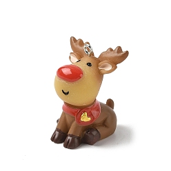 Other Animal Подвески из непрозрачной смолы на рождественскую тематику, с железной платиной петлей, лось, 32.5x26x27 мм, отверстие : 2 мм