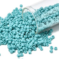 (55F) Opaque Frost Turquoise Тохо 8/0 круглые бусины, японский бисер, (55 f) матовая бирюзовый иней, 3 мм, отверстие : 1 мм, Около 1110 шт / 50 г