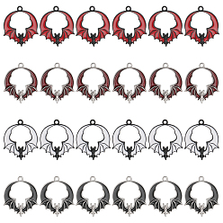 (52) Непрозрачная лаванда 24шт 4 цвета сплав эмаль подвески наборы, очарование летучей мыши, разноцветные, 28x24x3 мм, отверстие : 1.8 мм, 6 шт / цвет