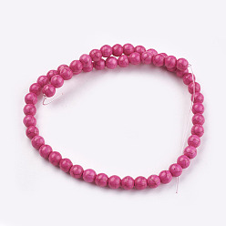 Fuchsia Synthetic Turquoise Beads Strands, Dyed, Round, Fuchsia, 8mm, Hole: 1mm, about 50pcs/strand, 15.35 inch