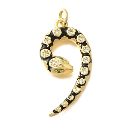 Number Латунные микро проложить кубического циркония подвески, с эмалью, змея с подвесками-числами, с целью перехода в кольце, число, 25~28x6.5~16x4~4.5 мм, отверстие : 3.4 мм