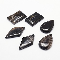Black Natural Agate Pendants, Dyed, Mixed Shape, Black, 31.5~42.5x21~23x5~6.5mm, Hole: 2mm