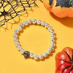 Лавовый камень Браслеты из натуральной лавы с гальваническим покрытием на Хэллоуин, с корейским эластичным кристаллом, внутренний диаметр: 2-1/4 дюйм (5.8 см) ~ 2-3/8 дюйм (6 см)