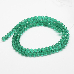 Light Sea Green Transparent Glass Bead Strands, Imitate Austrian Crystal, Faceted(32 Facets), Round, Light Sea Green, 6mm, Hole: 1mm, about 96~98pcs/strand, 20~21 inch