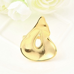 Настоящее золото 18K 304 палец кольца из нержавеющей стали, слеза, ионное покрытие (ip), ручная полировка, реальный 18 k позолоченный, 29x35.5 мм, внутренний диаметр: 18 мм