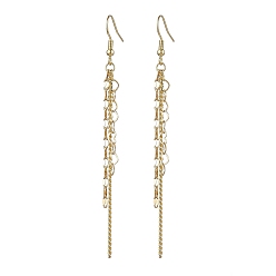 Golden Brass Earrings for Women, Ear Thread, with 304 Stainless Steel Stud Earring Findings, Heart, Golden, 91mm