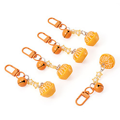 Оранжевый 5шт. непрозрачные смоляные подвески в виде фруктов и звезд, с поворотной застежкой из сплава, оранжевые, 87 мм