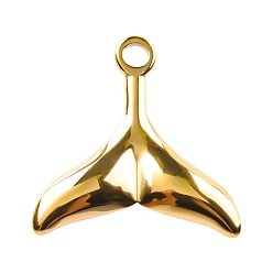 Golden 304 Stainless Steel Pendants, Fishtail Charm, Golden, 25x25x2mm, Hole: 3mm