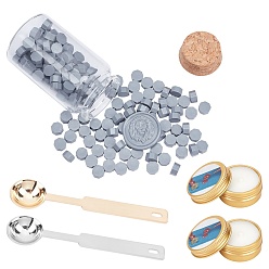 Стально-синий Наборы для изготовления альбомов своими руками, в том числе частицы сургуча, железная ручка воск печать штамп плавильная ложка, железные восковые палочки, плавильная ложка и парафиновые свечи, стальной синий, 0.9x0.5 см, 164 CS / комплект