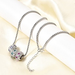 Платина Латунный микропаве разноцветные кубические цирконии 3 рондели подвеска коробка цепи ожерелья, стойки покрытие, долговечный, без свинца и без кадмия, платина, 17.91 дюйм (45.5 см)