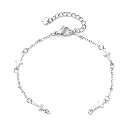 Нержавеющая Сталь Цвет 304 изготовление браслетов из цепочек с поперечными связями из нержавеющей стали, не тускнеет, цвет нержавеющей стали, 6-1/2 дюйм (16.6 см)