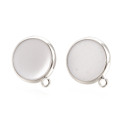 Кремово-белый Изделия из латуни, с эмалью и петлей, плоско-круглые, без никеля , Реальная платина, кремово-белые, 16.5x14 мм, отверстия: 1.5 мм, штифты: 0.7 мм