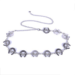 Платина Ремни из сплава для крупного рогатого скота с подковообразными звеньями для женщин, платина, 600~900 мм