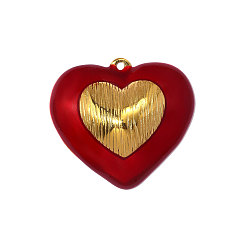 Темно-Красный 304 нержавеющей стальной эмали подвески, шарма сердца, реальный 18 k позолоченный, ионное покрытие (ip), долговечный, темно-красный, 36x32 мм, отверстие: 1.80 мм