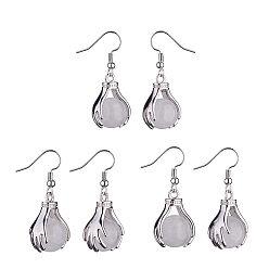 Quartz Crystal Natural Quartz Crystal Palm Dangle Earrings, Platinum Brass Jewelry for Women, 38.5mm, Pin: 0.6mm