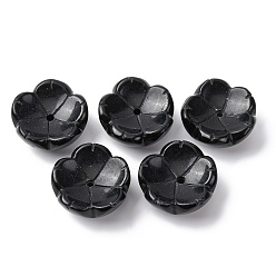 Обсидиан Подставки для благовоний из натурального обсидиана, цветок, 31~32x31.5~32.5x15 мм, отверстие : 3 мм