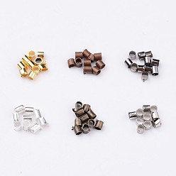 Mixed Color 1 Box Brass Crimp Beads, Tube, Mixed Color, 2x2mm, Hole: 1.5mm, about 105pcs/compartment, 1260pcs/box