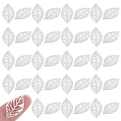 Платина 200Железные филигранные подвески, лист, платина, 23x13x1 мм, отверстие : 0.5 мм