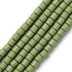 Olive Drab Handmade Polymer Clay Bead Strands, Column, Olive Drab, 6.5x6mm, Hole: 1.2mm, about 61pcs/strand, 15.75 inch(40cm)
