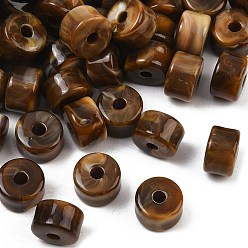 Saddle Brown Two-Color Opaque Acrylic Imitation Gemstone Beads, Column, Saddle Brown, 12x8mm, Hole: 3mm, about 526pcs/500g