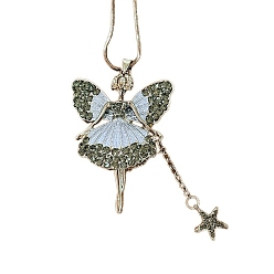 Прозрачный Сплав горный хрусталь кулон ожерелья, ангел, прозрачные, 73~74 см