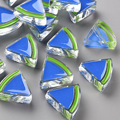 Royal Blue Transparent Enamel Acrylic Beads, Watermelon, Royal Blue, 23.5x25.5x9mm, Hole: 3.5mm