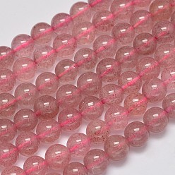 Strawberry Quartz Round Natural Strawberry Quartz Beads Strands, Grade A, 8mm, Hole: 1mm, about 51pcs/strand, 15.7 inch