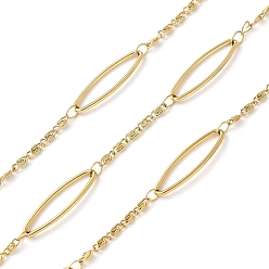 Настоящее золото 18K 304 овал из нержавеющей стали с цепями Lumachina, ионное покрытие (ip), пайки, с катушкой, реальный 18 k позолоченный, 20x6x1 мм, 10 м / рулон