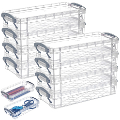 Серый Прямоугольный пластиковый пенал, настольный органайзер для канцелярских принадлежностей, серые, 216x100x46.5 мм, внутренний диаметр: 193x84 мм