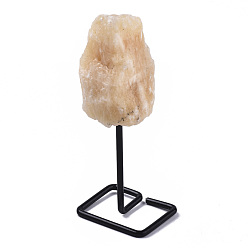 Желтый Агат Украшения дисплея натурального желтого агата, грубый необработанный камень, с напылением железа, самородки, 111~158 мм