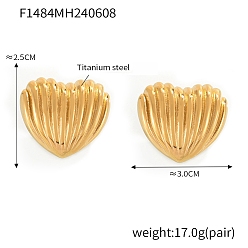 Золотой Серьги-гвоздики из нержавеющей стали в форме сердца для женщин, золотые, 25x30 мм