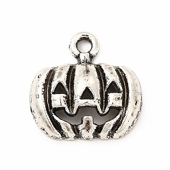 Antique Silver Tibetan Style Alloy Pendants, Christmas Themed, Pumpkin, Antique Silver, 16x16x4.5mm, Hole: 1.8mm