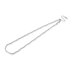 Нержавеющая Сталь Цвет 2.5мм 304 ожерелья из нержавеющей стали с витой круглой цепочкой-змейкой и звеньями Boston Link, не тускнеет, цвет нержавеющей стали, 15.75~15.94 дюйм (40~40.5 см)