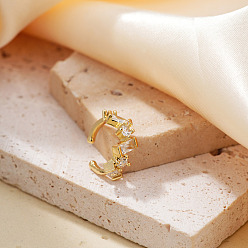 Другие Элегантные геометрические серьги-каффы с латунным паве из прозрачных кубических цирконий, идеальный подарок для дам, золотые, 18x7 мм