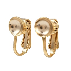 Настоящее золото 24K Латунные серьги с клипсами, без кадмия и без свинца, реальный 24 k позолоченный, лоток : 7.5 мм, 16x8x10 мм