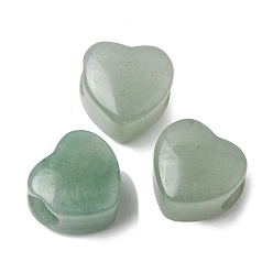 Зеленый Авантюрин Натуральный зеленый авантюрин европейский бисер, сердце крупные бусины отверстие, 13x14.5~15x10.5~11 мм, отверстие : 5.5~5.6 мм