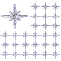 Серебро 80 шт. Компьютеризированная вышивка на ткани утюгом / пришивание заплат, аппликация, аксессуары для костюма, восемь звезда, серебряные, 50x49x2 мм