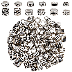 Plata Antigua 120 piezas 12 estilos cuentas de aleación de zinc estilo tibetano, Rondana plana, plata antigua, 6~10x3~9 mm, agujero: 3~5 mm, 10 piezas / estilo