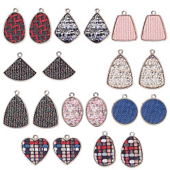 Mixed Color Alloy Pendants, with Cloth, Mixed Shapes, Mixed Color, 20pcs/box