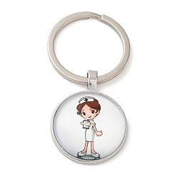 Белый Полукруглый/купольный брелок-подвеска из сплава и стекла, с раздельными брелоками, медсестра выкройка, белые, 6 см