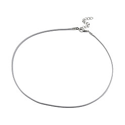 Light Grey Waxed Cotton Cord Necklace Making, with Alloy Lobster Claw Clasps and Iron End Chains, Platinum, Light Grey, 17.12 inch(43.5cm), 1.5mm