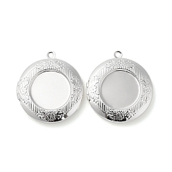 Серебро Подвески латуни медальон, фото прелести рамка для ожерелья, долговечный, без свинца и без кадмия, плоско-круглые, серебряные, 35.5x32.5x6 мм, отверстие : 2.1 мм, внутренний диаметр: 20 мм